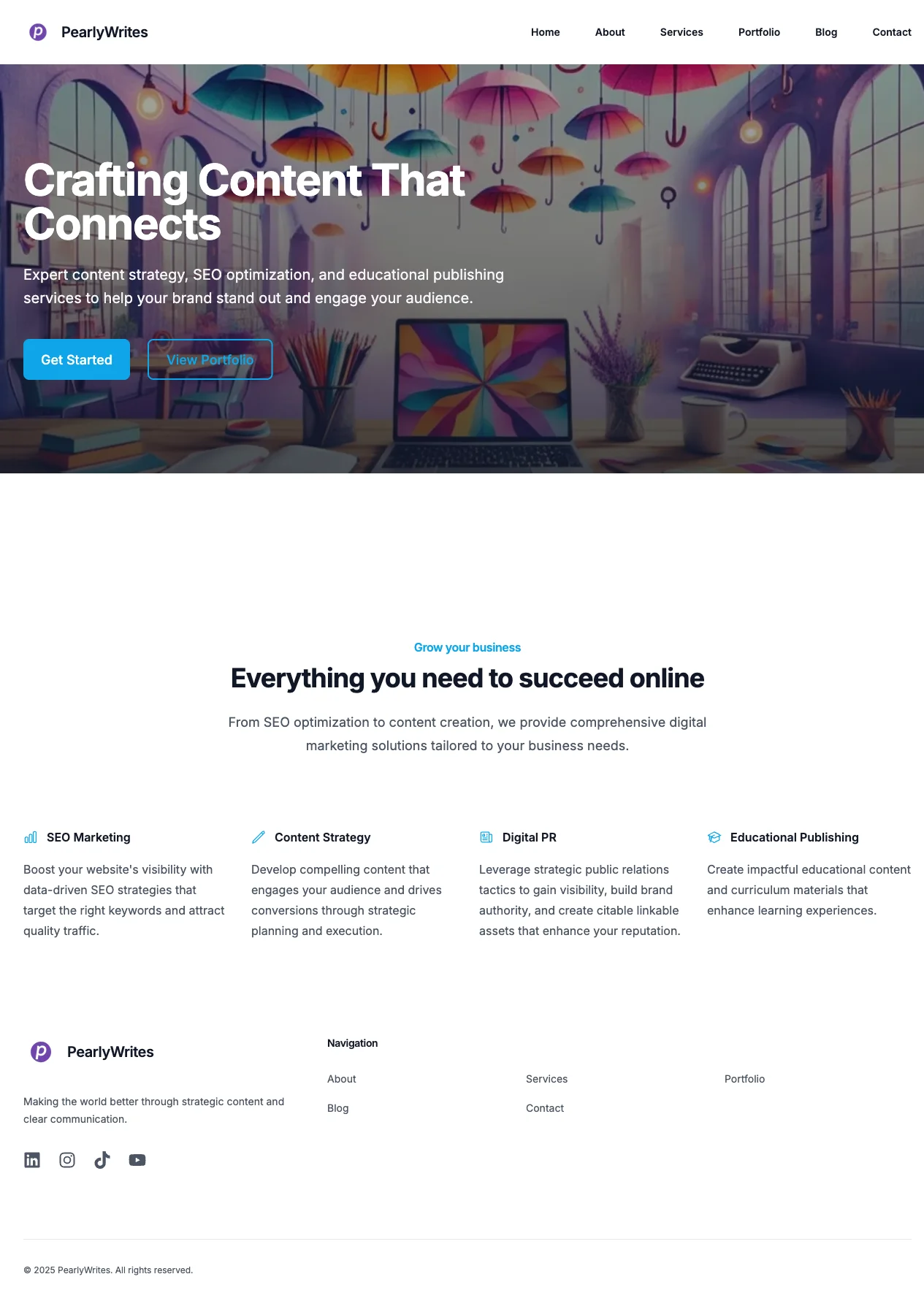 PearlyWrites after redesign